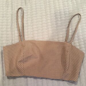 Checkered Tan Women's Crop Top
